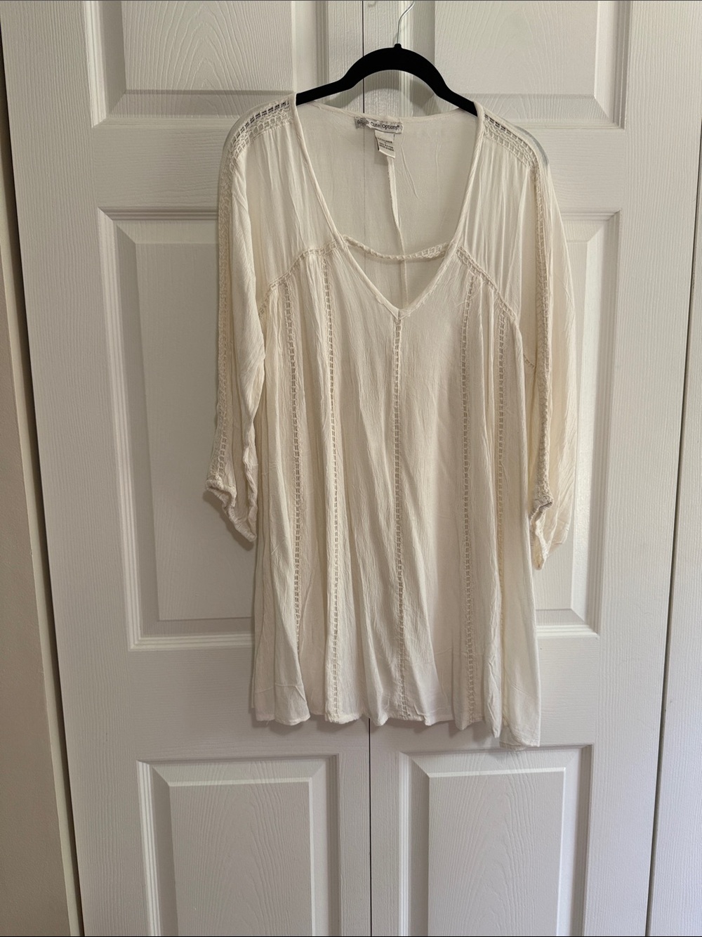 Soft Cream Boho Tunic Top by Anthropologie
